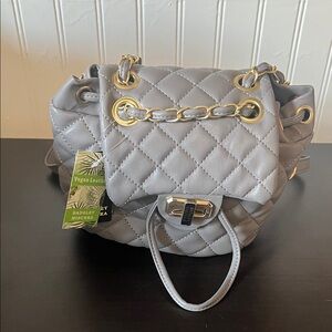 Badgley Mischka Silver Quilted Vegan Leather Backpack
